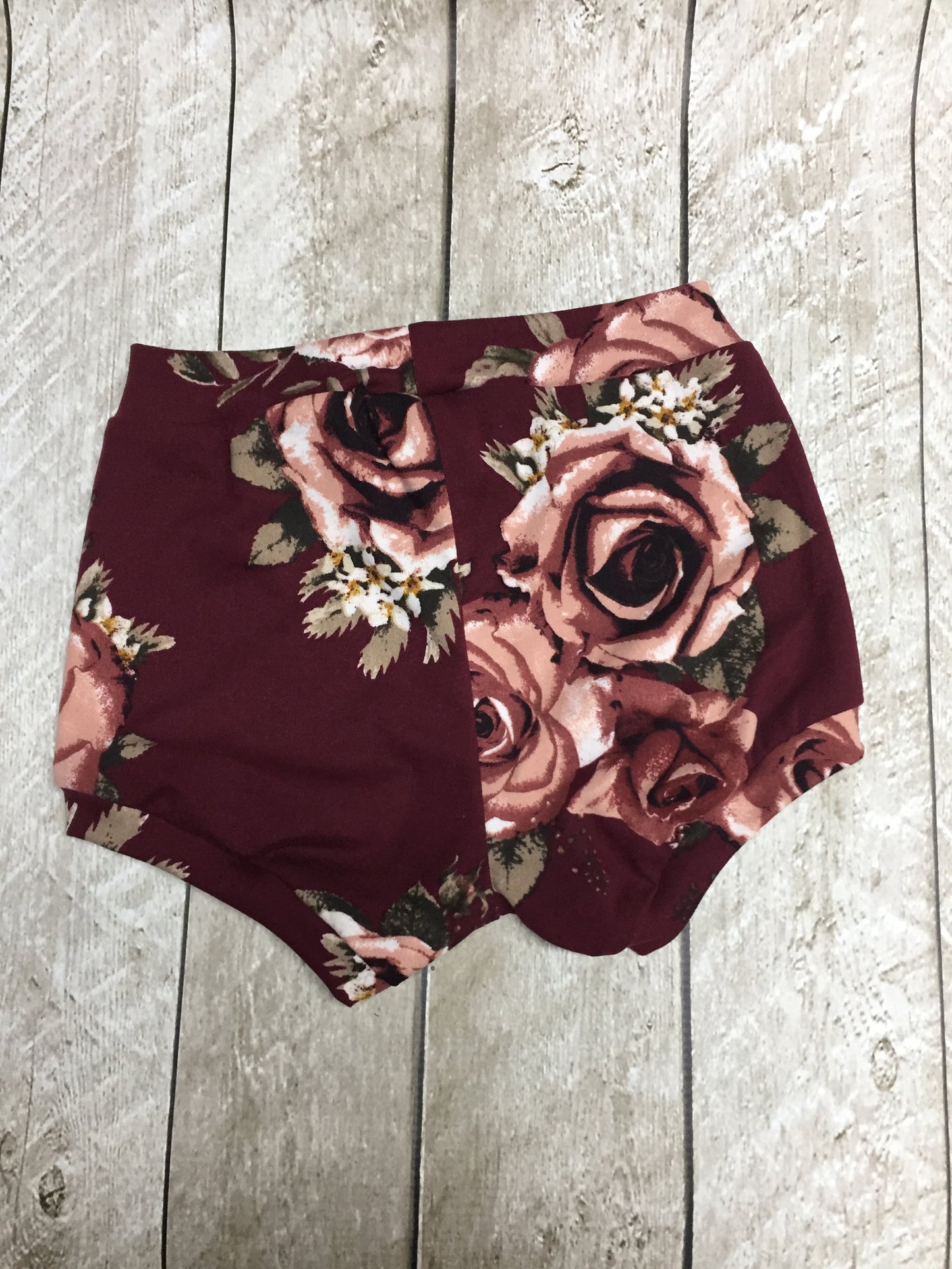 Burgundy and Peach Floral Bummies
