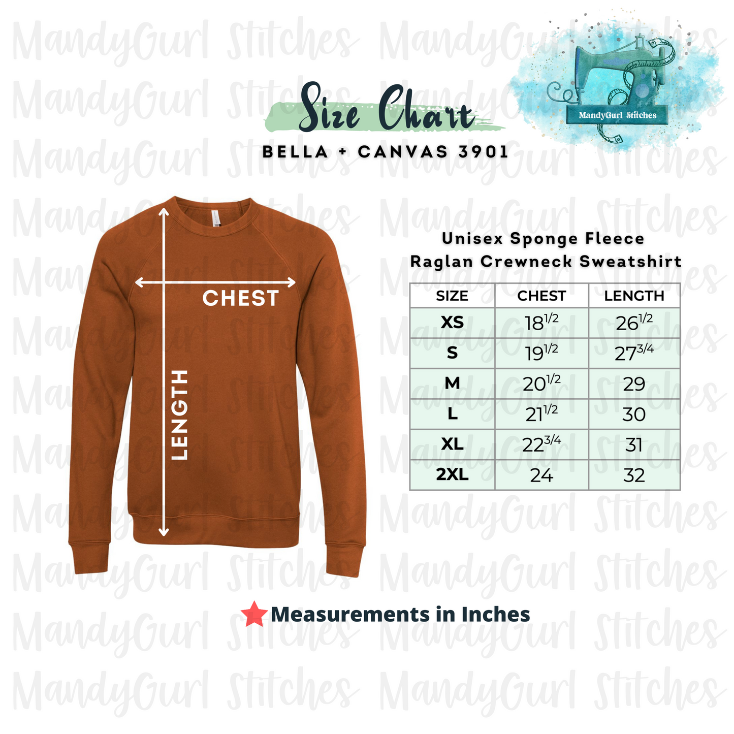 Adult Crew Sweatshirt Sizing and Colors