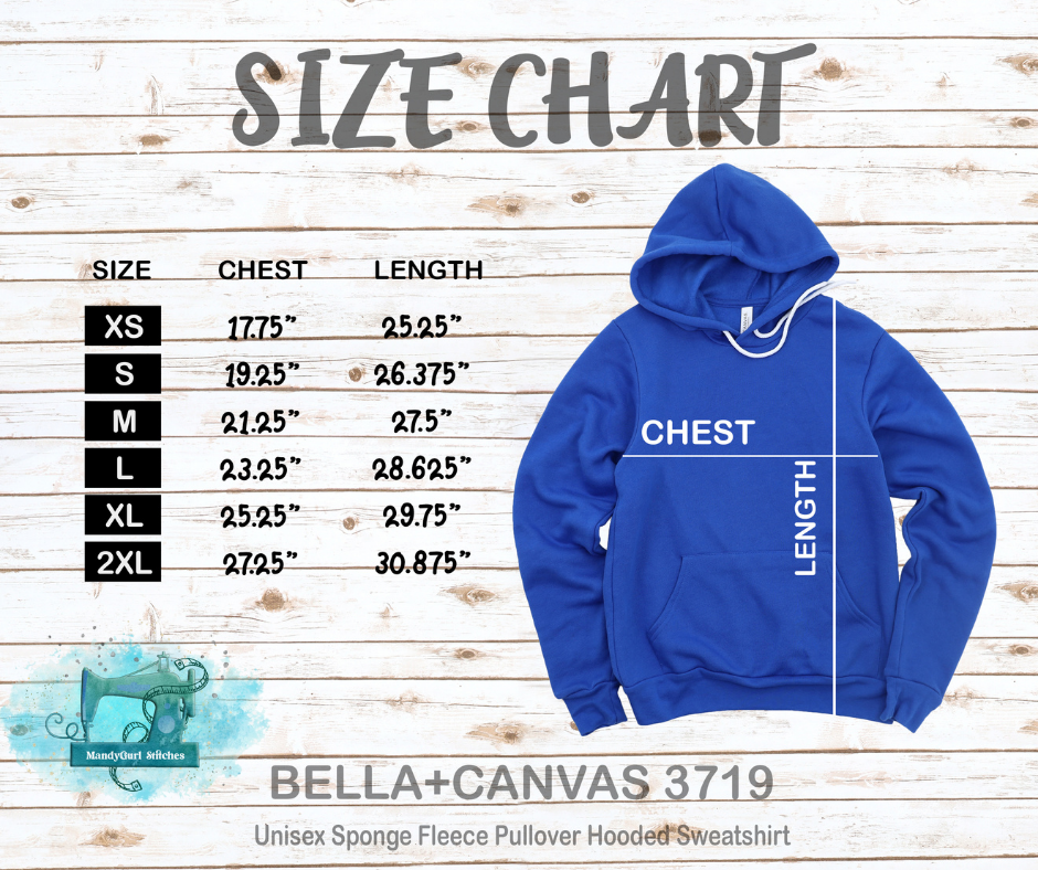 Adult Hoodie Sizing and Colors