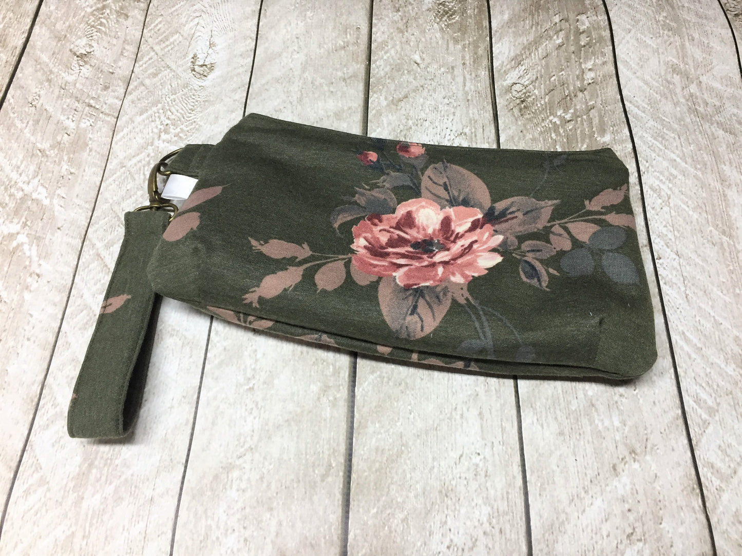 Olive Floral Coraline Wristlet