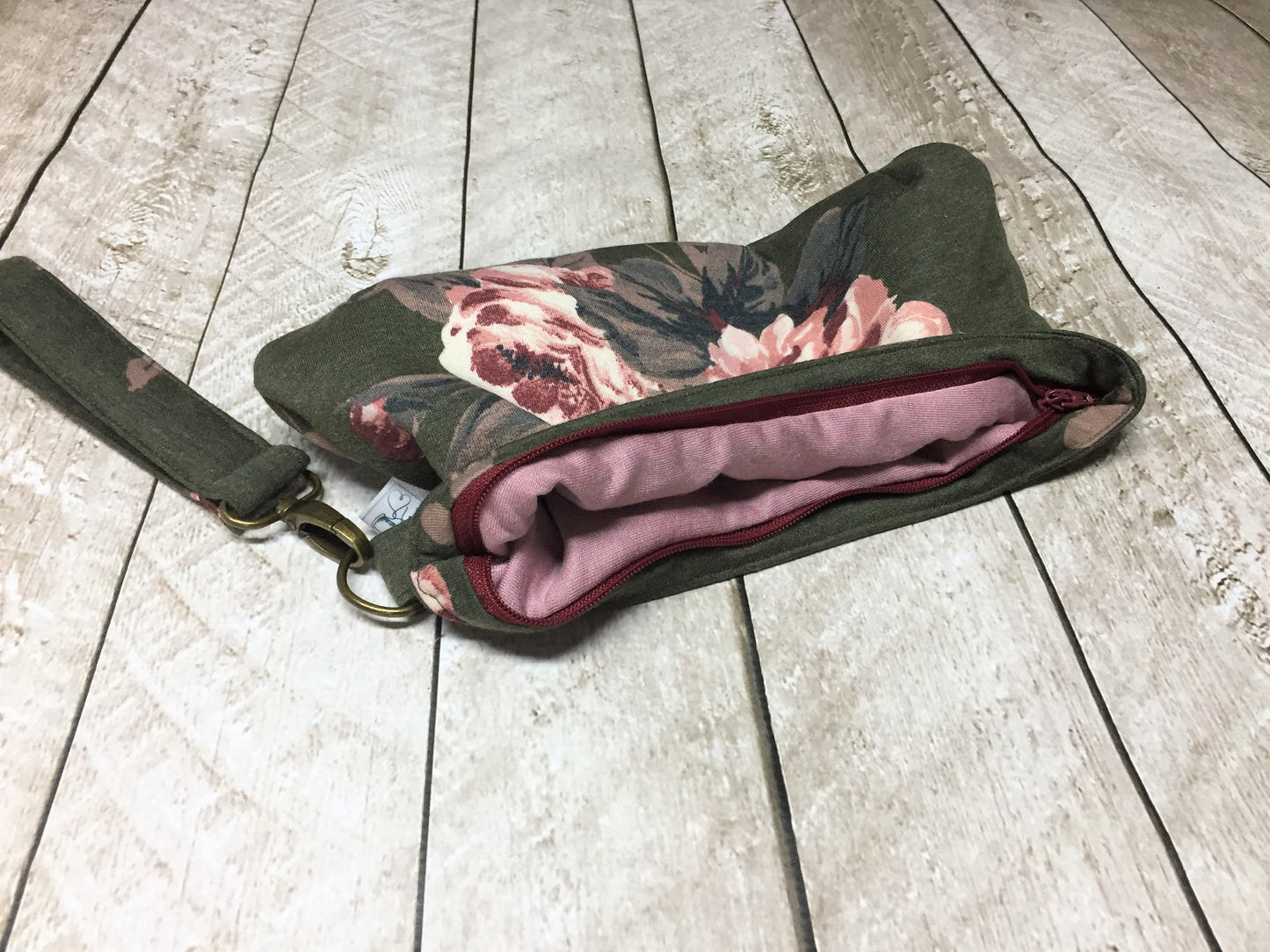 Olive Floral Coraline Wristlet