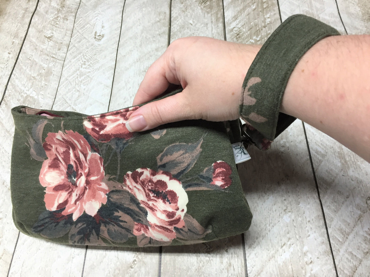 Olive Floral Coraline Wristlet