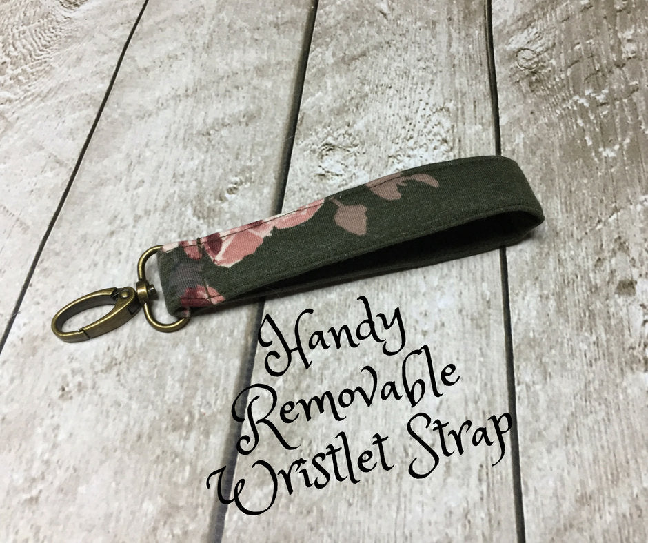 Olive Floral Coraline Wristlet