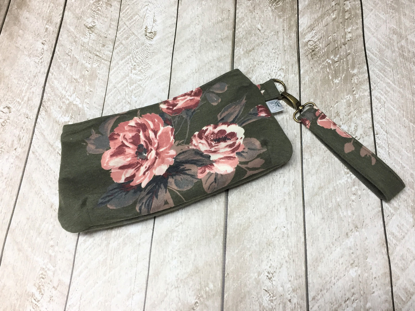 Olive Floral Coraline Wristlet