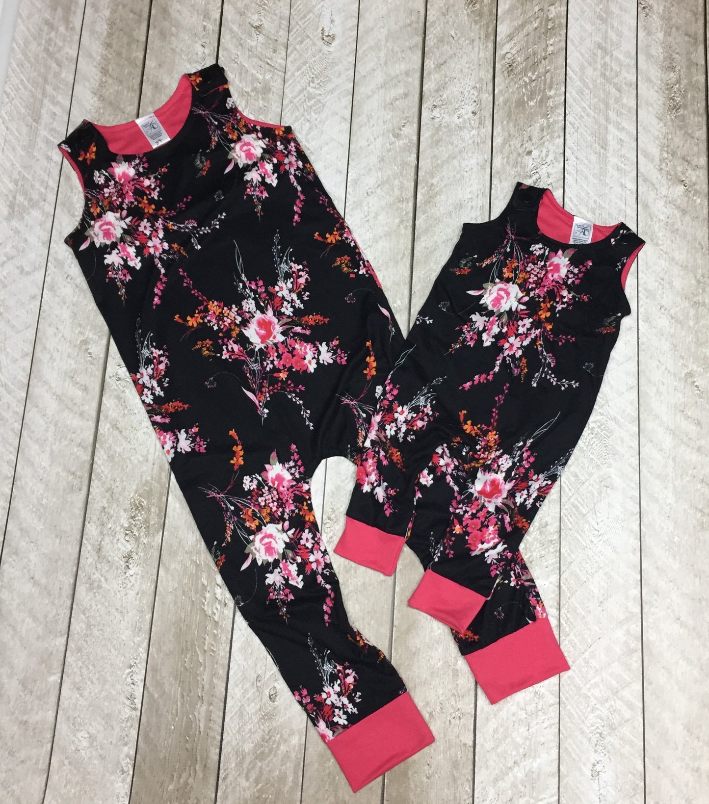 Black and Hot Pink Floral Romper