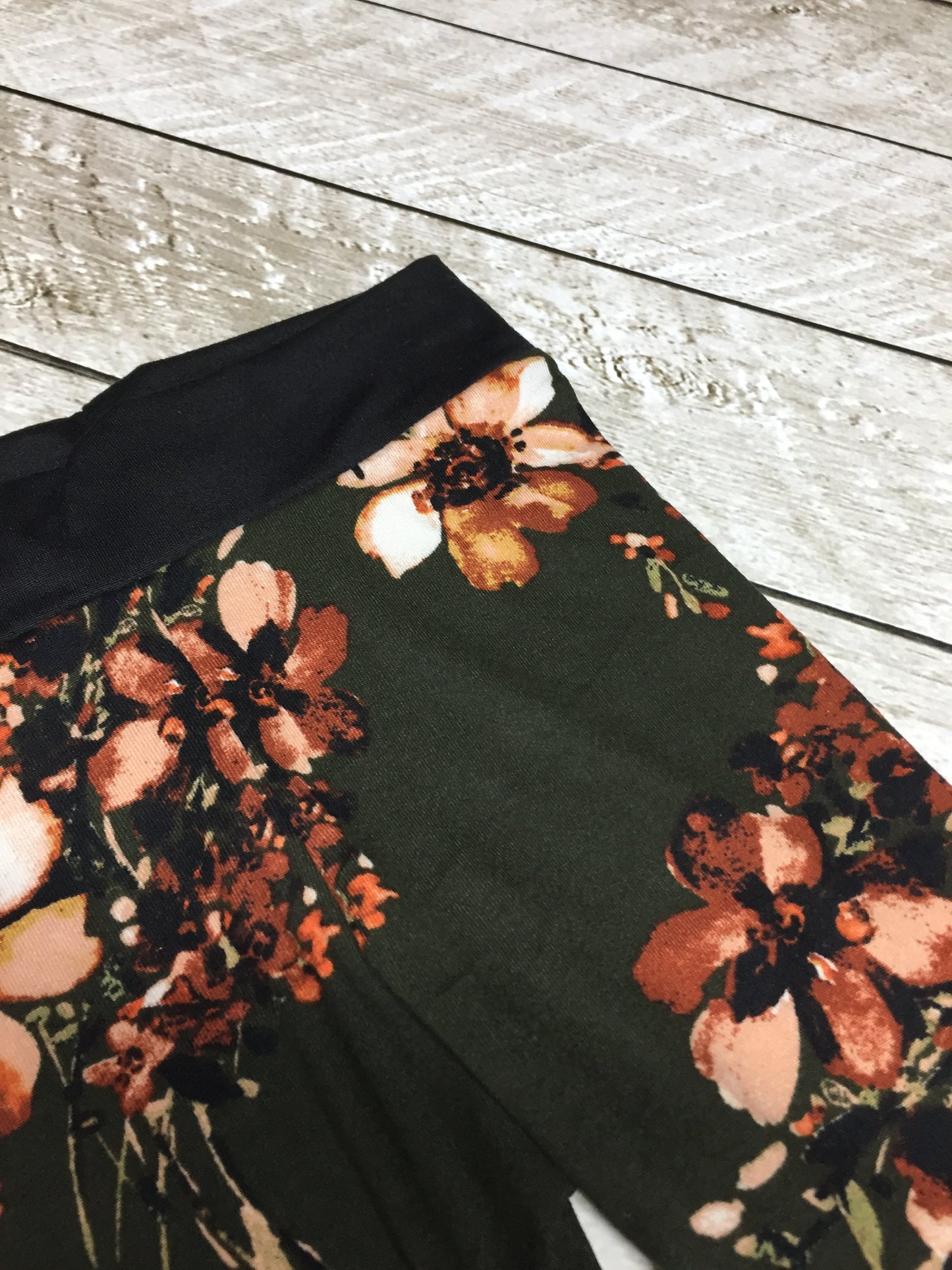 Olive Green Floral Leggings