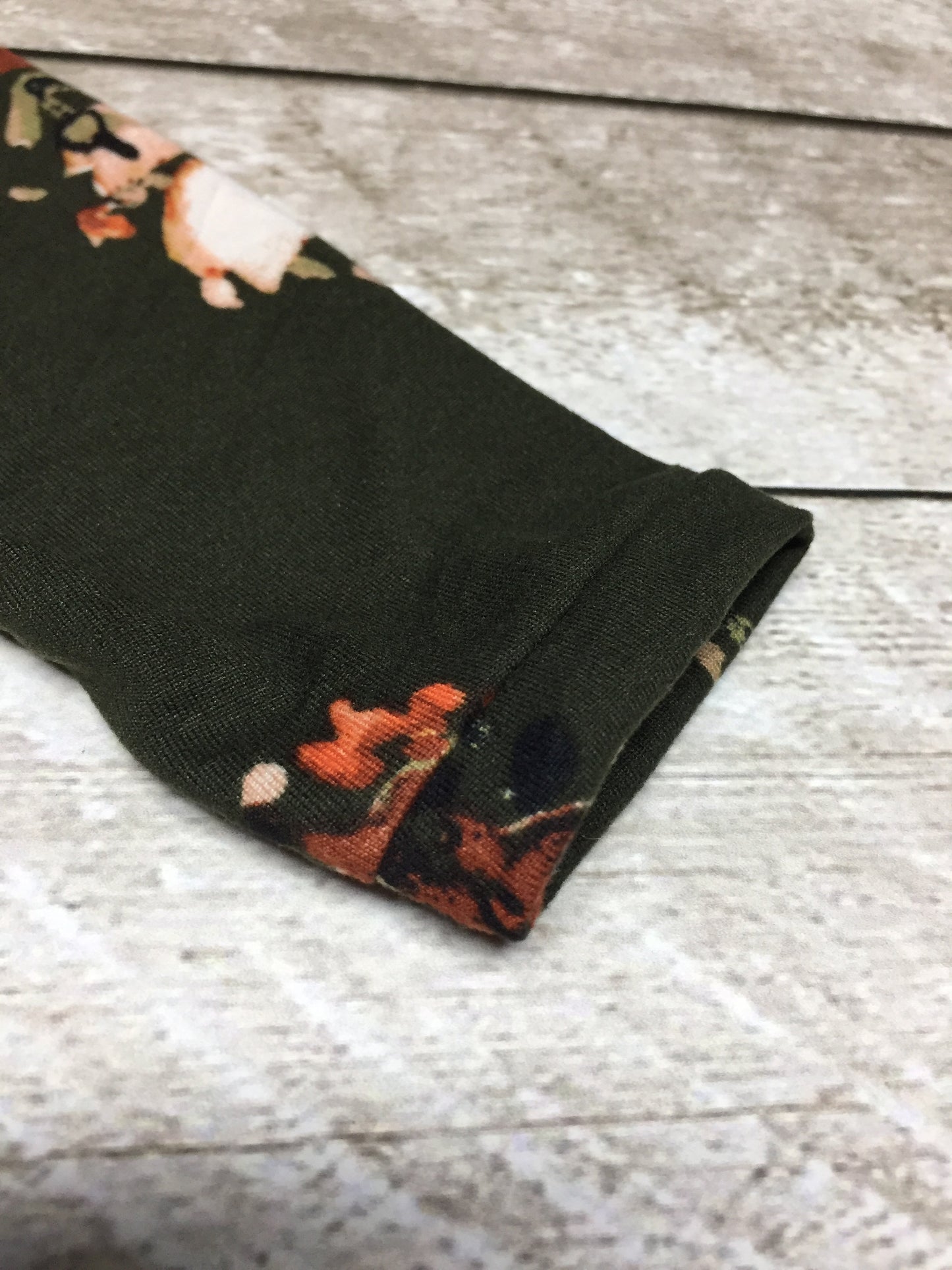 Olive Green Floral Leggings