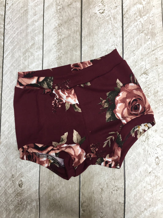 Burgundy and Peach Floral Bummies