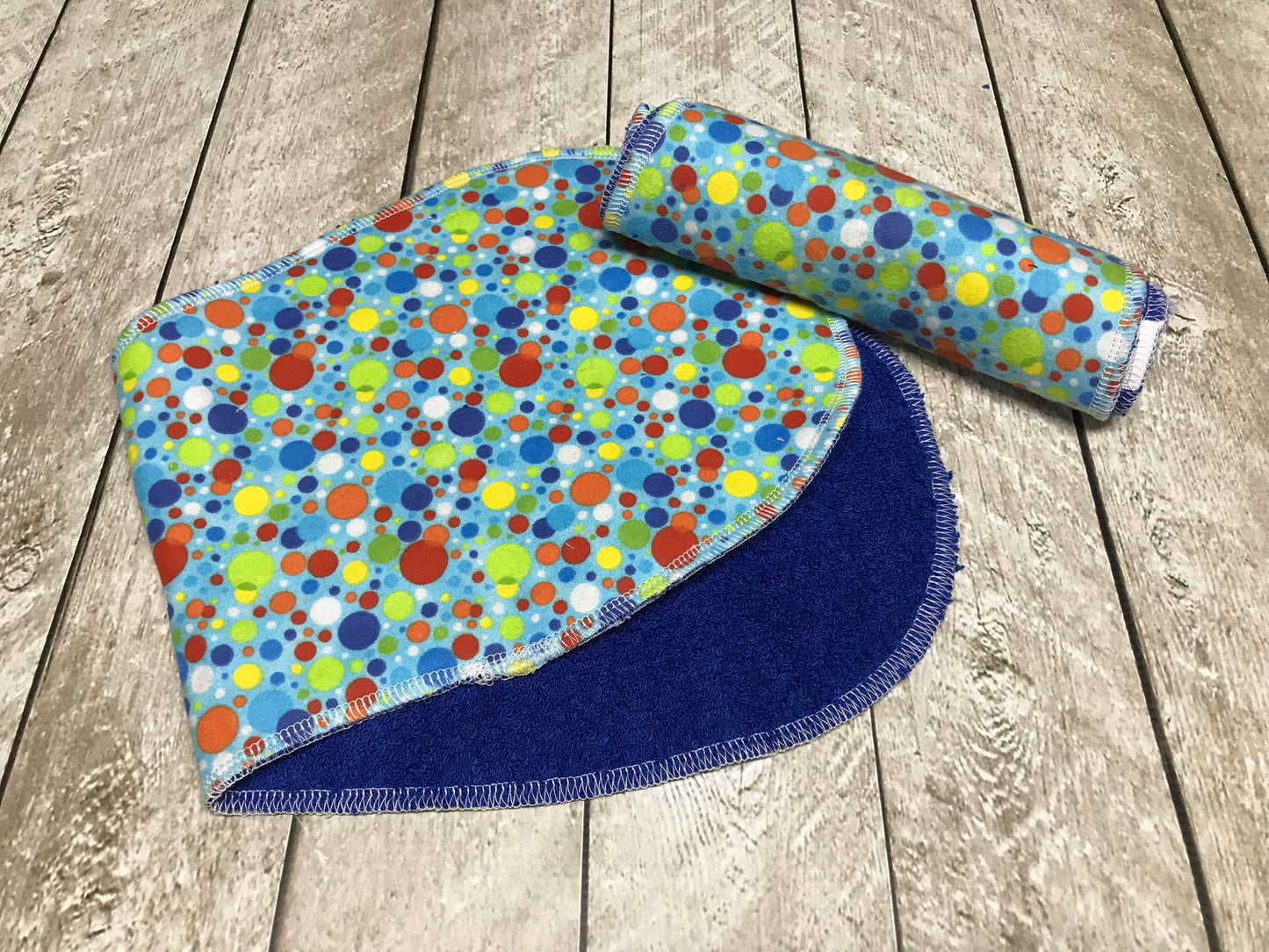 Rainbow Dot Contoured Baby Burp Cloth