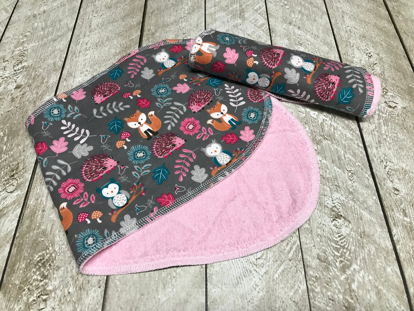 Woodland Critters Contoured Baby Burp Cloth