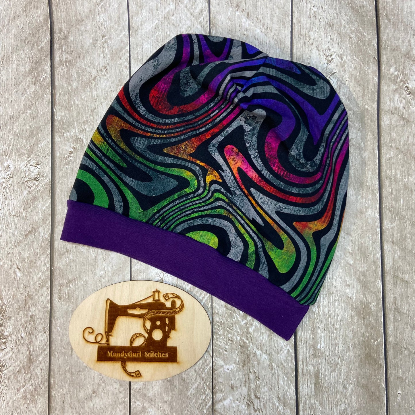 Neon Swirly Slouchy Beanie